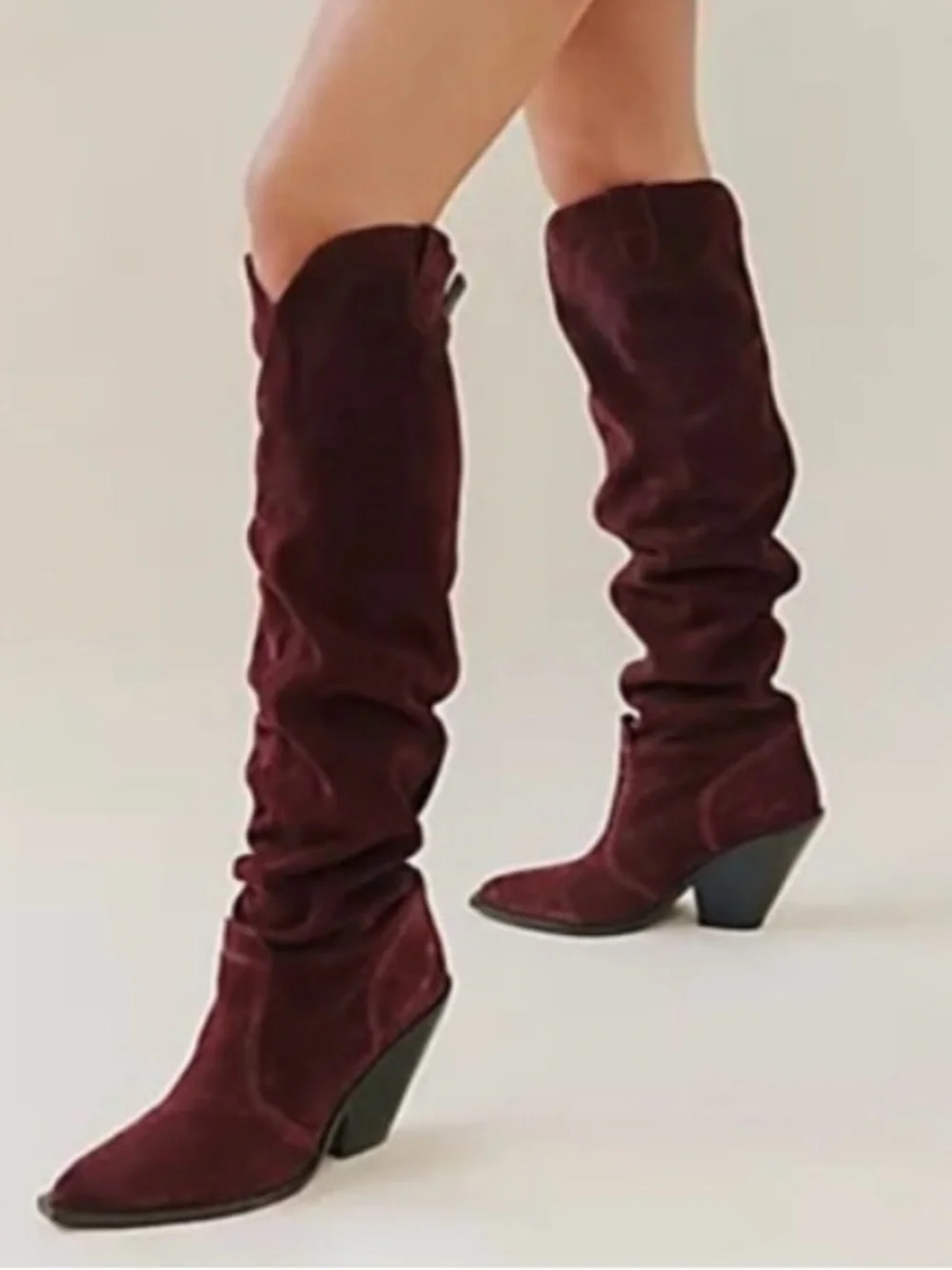 NEW Free People Triple Crown Espresso Suede Western Over The Knee Boots